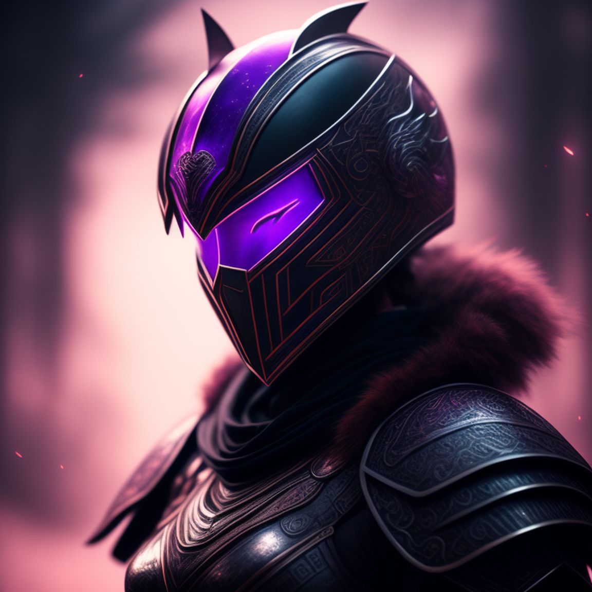 fine-hamster500: Women in a magical black and purple spartan helmet