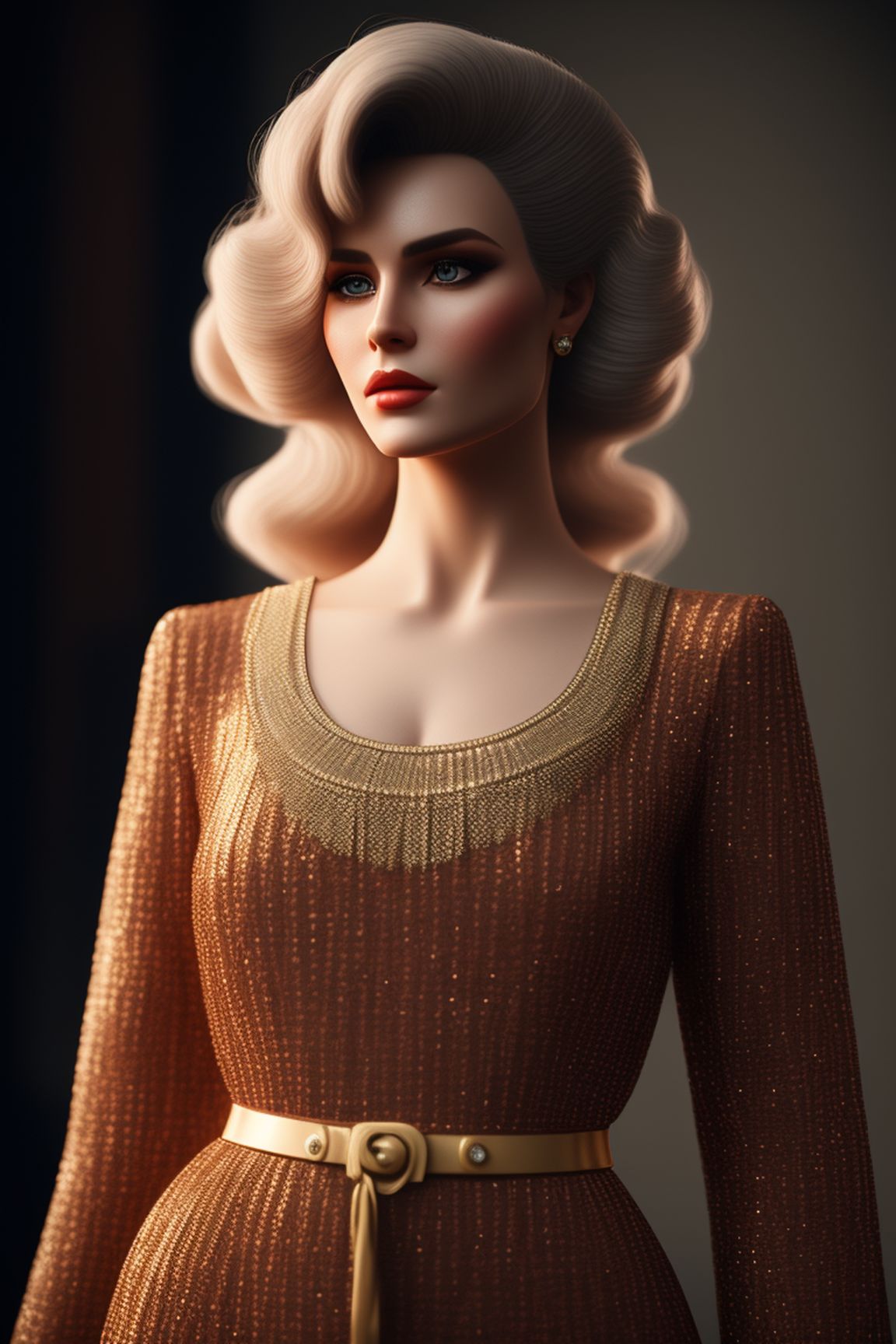 third-turtle930: Beautiful Russian woman in full length in a vintage Chanel  dress, ((f2.8)), cinematic realism, volumetric lighting, soft shadows,  unreal engine, professional photography, realism, superfine detail,  realistic hair, realistic skin