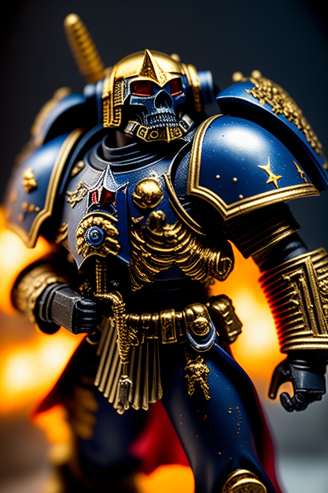 athleticbat276 Warhammer 40K Space Marine, red armor, raising fist