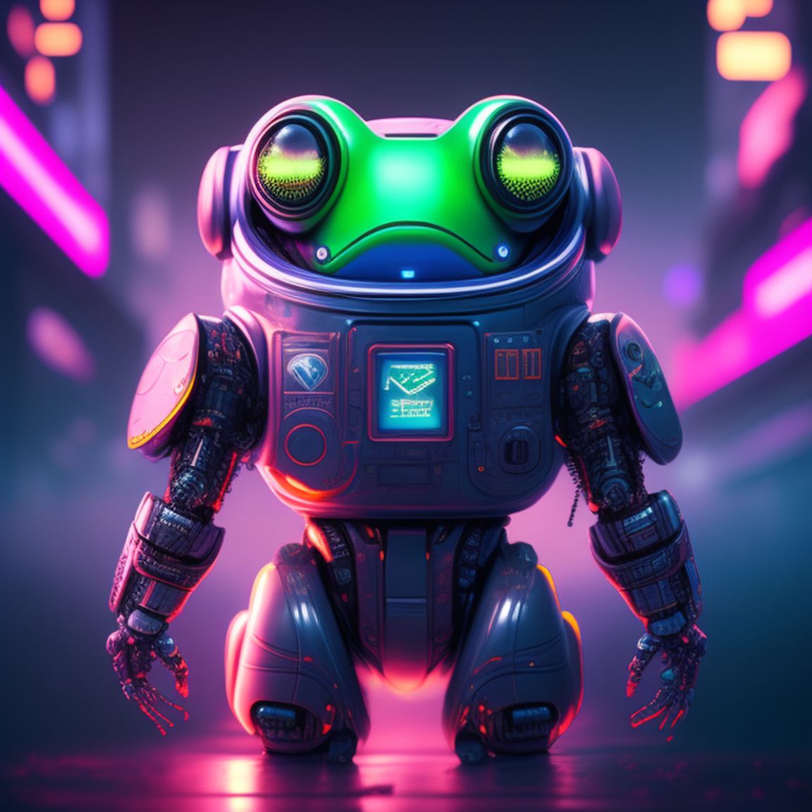 alb-hedgehog767: cyberpunk cowboy robot frog playing games full body ...