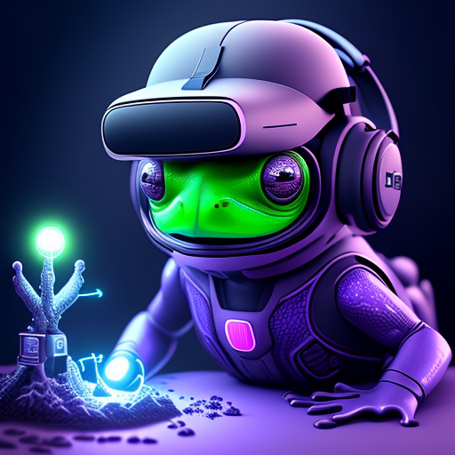 alb-hedgehog767: Green Frog with VR Headset. Playing Meta Games. With ...