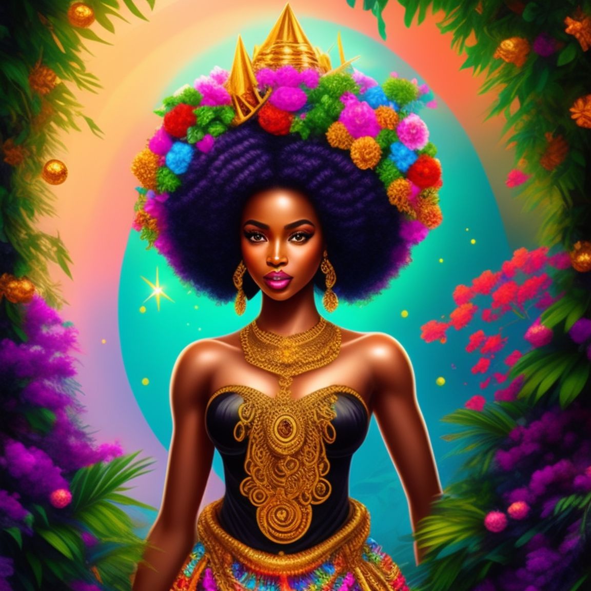 caring-wren427: gorgeous african goddess with curly, goddess of sea