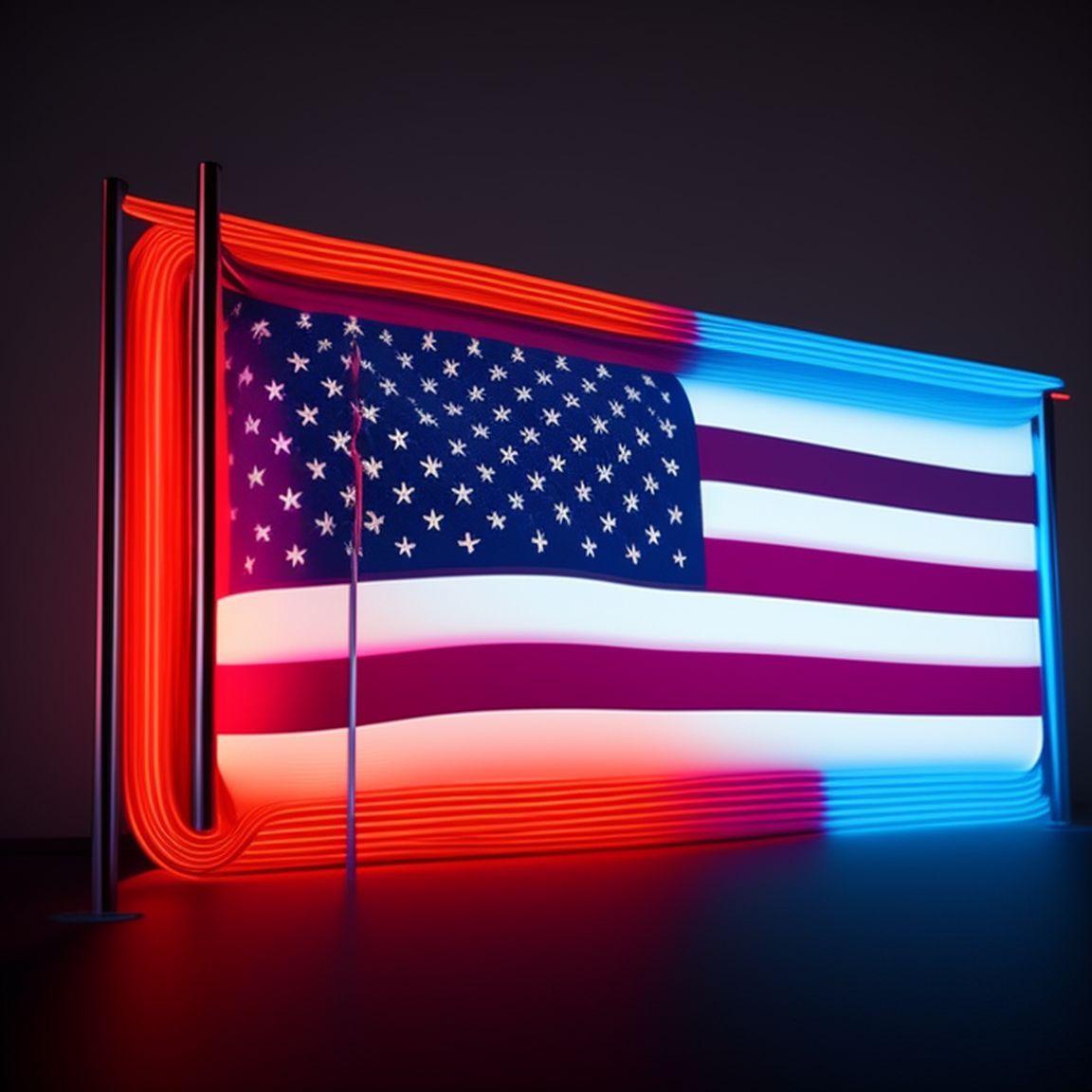 subtle-rook261: American flag. Neon on a pole in front of a courthouse