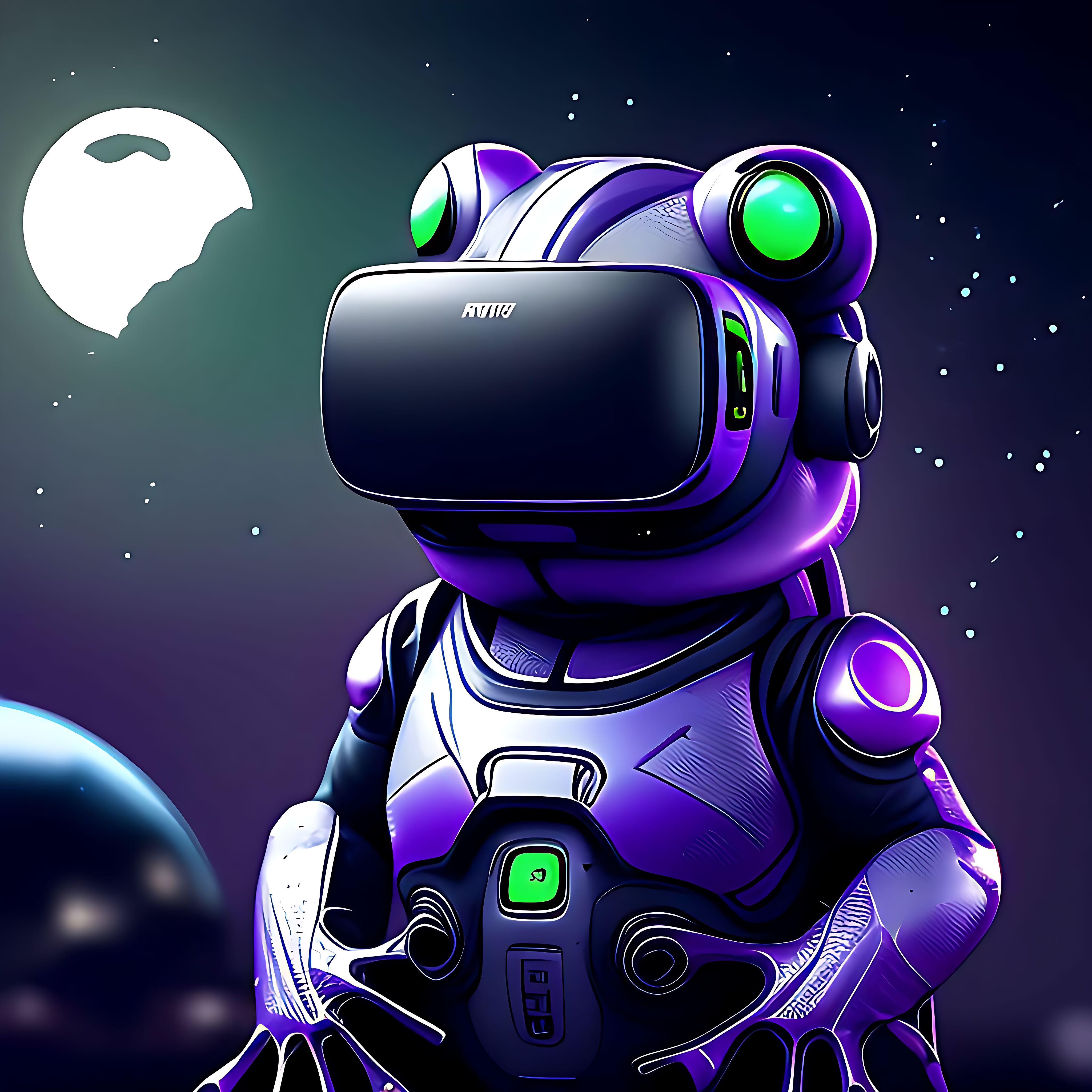 alb-hedgehog767: Green Frog with VR Headset. Playing Meta Games. With ...