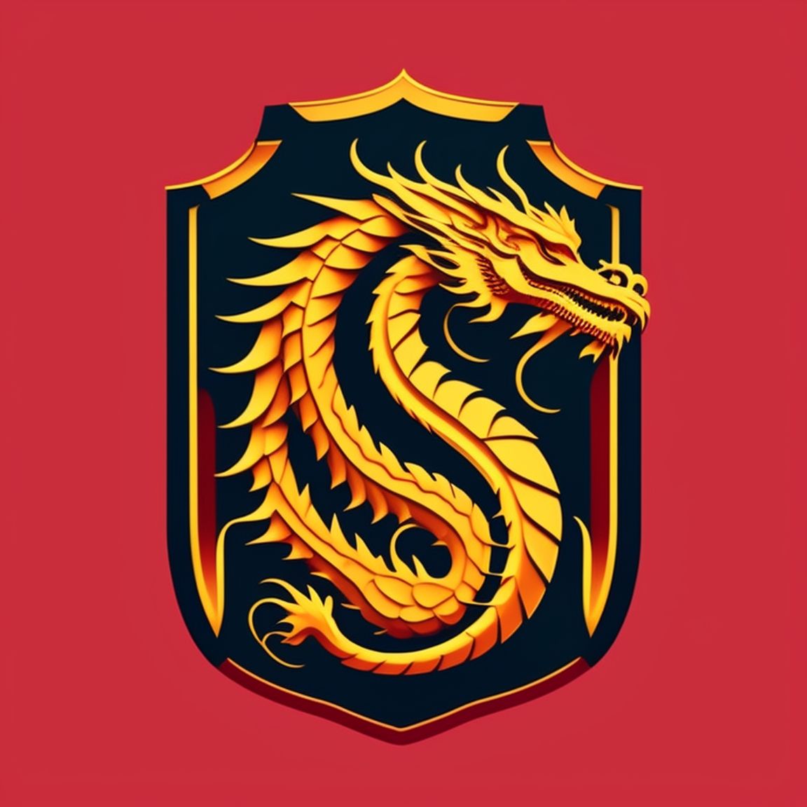 wet-bee852: golden dragon logo vector flat 2d