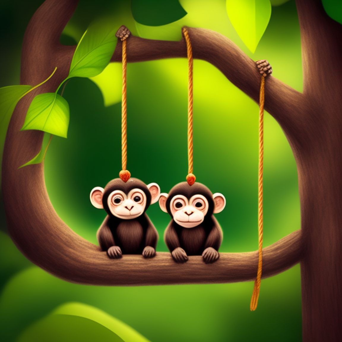 Cute Monkeys On Trees
