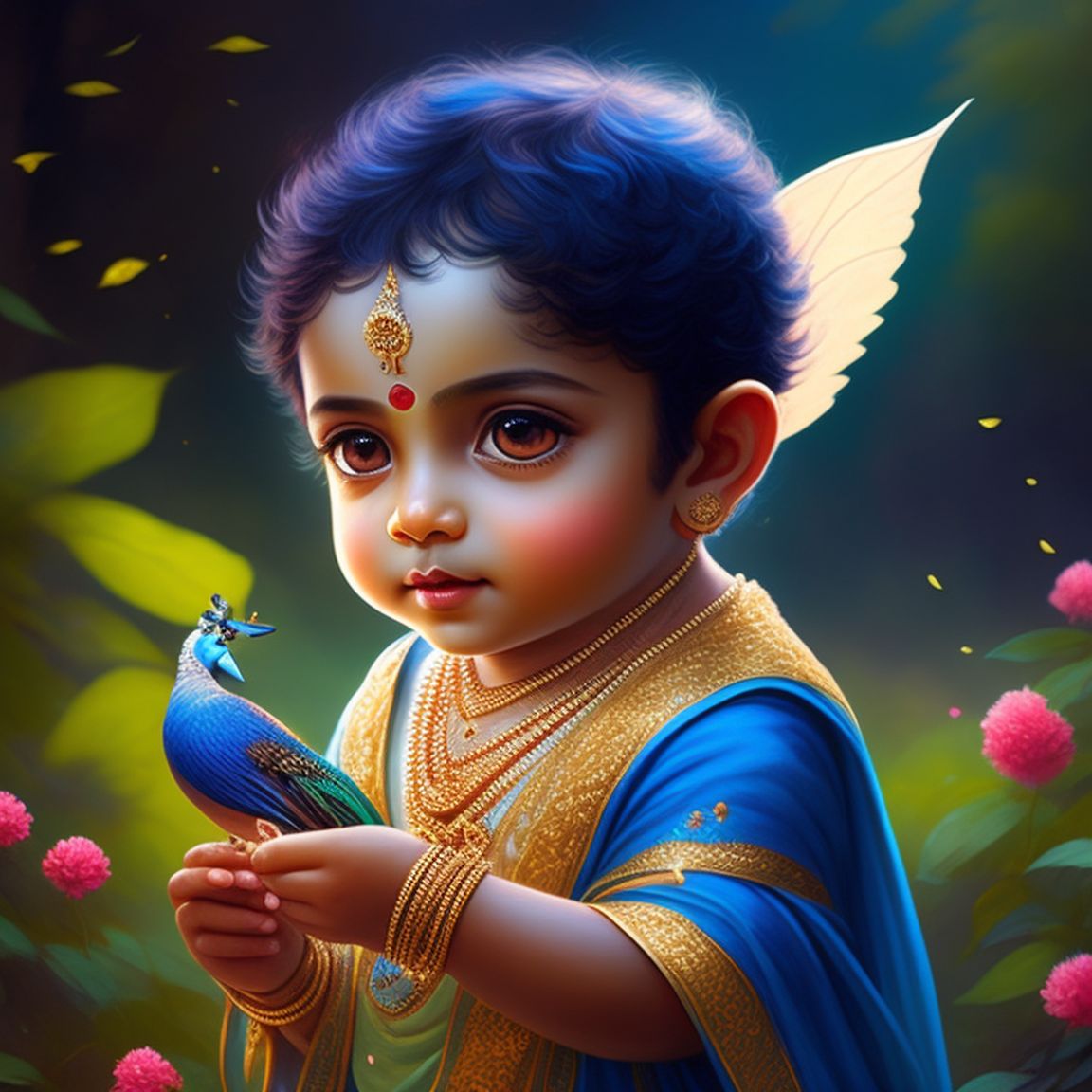 gigantic-fox28: Krishna boy have blue skin, in beautiful forest ...