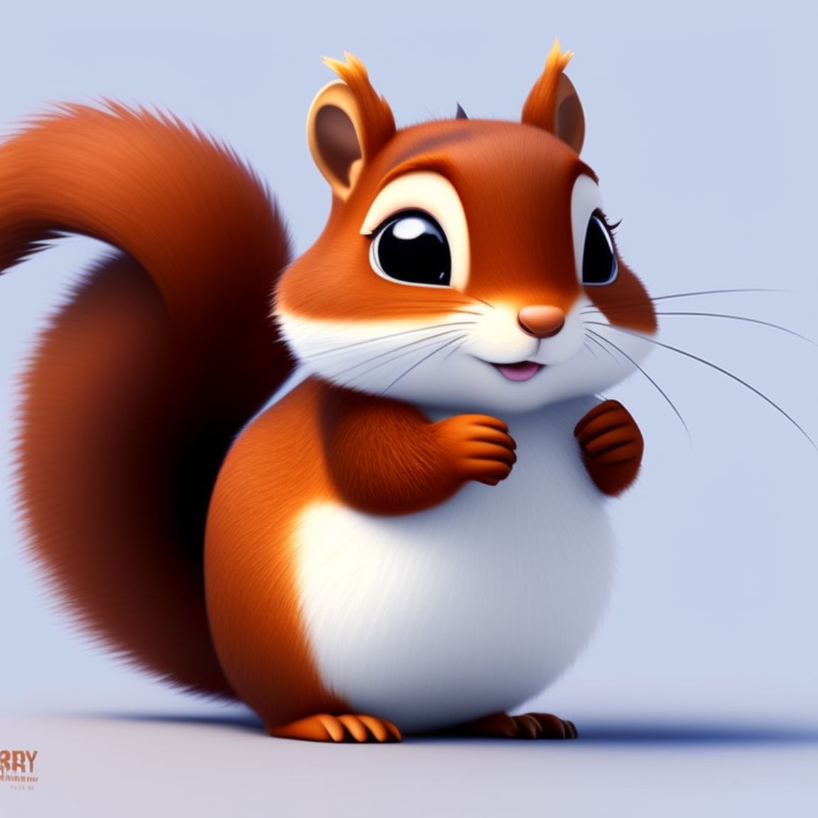 united-wolf912: promotional art, of a very very cute disney pixar squirrel  round fluffy very furry character. white background, iconic film character, squirrel, squirrel, squirrel, detective squirrel, detailed fur, concept  artwork,4k, promotional art ...