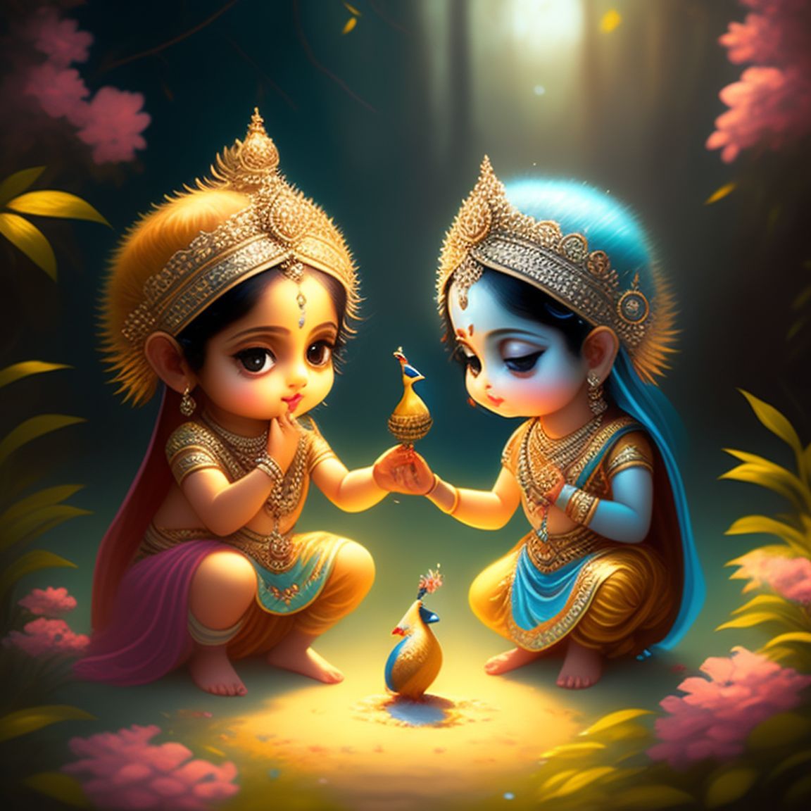 gigantic-fox28: very cute tiny, Sunny day Radha Krishna playing ...