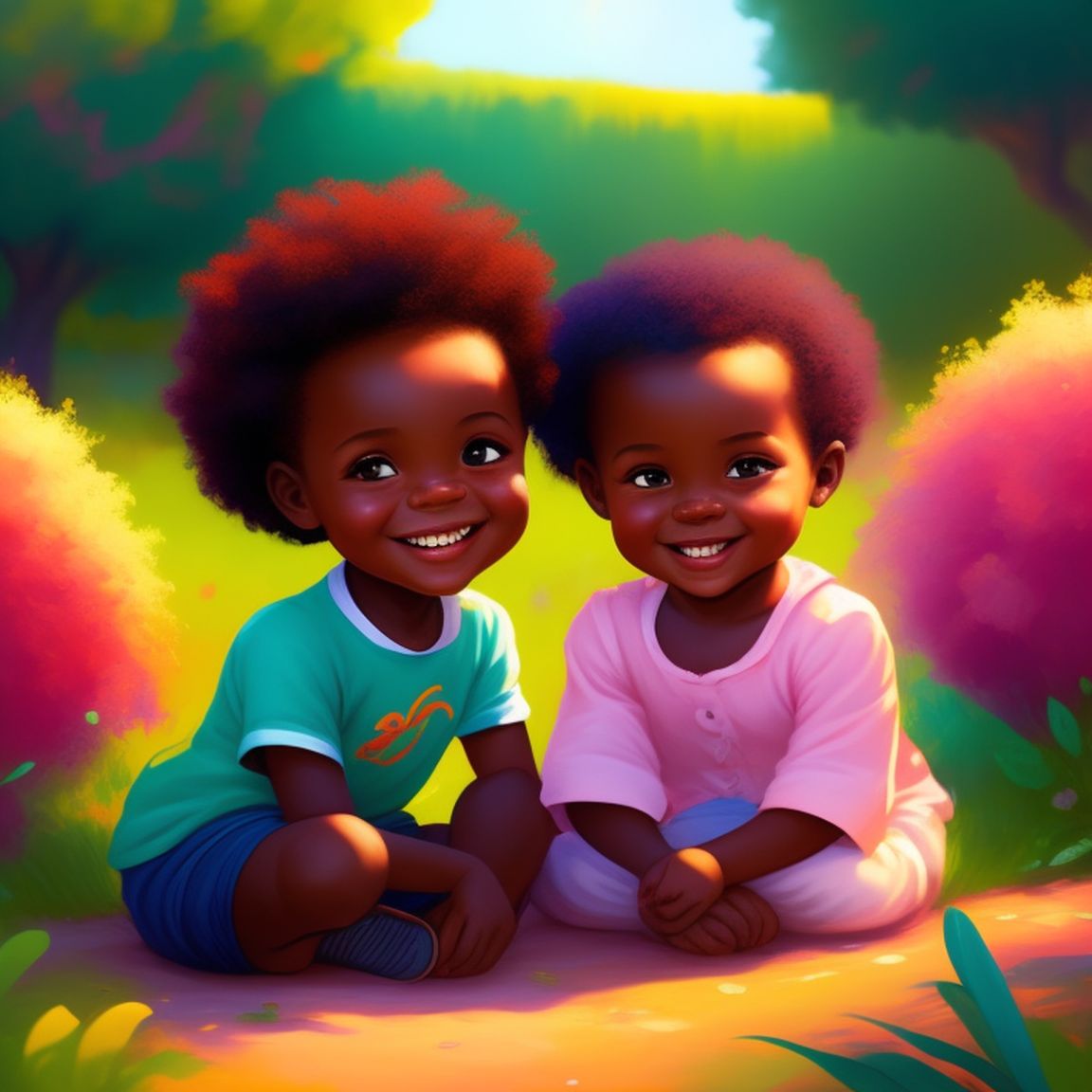 candid-panda788: two happy African children in the garden