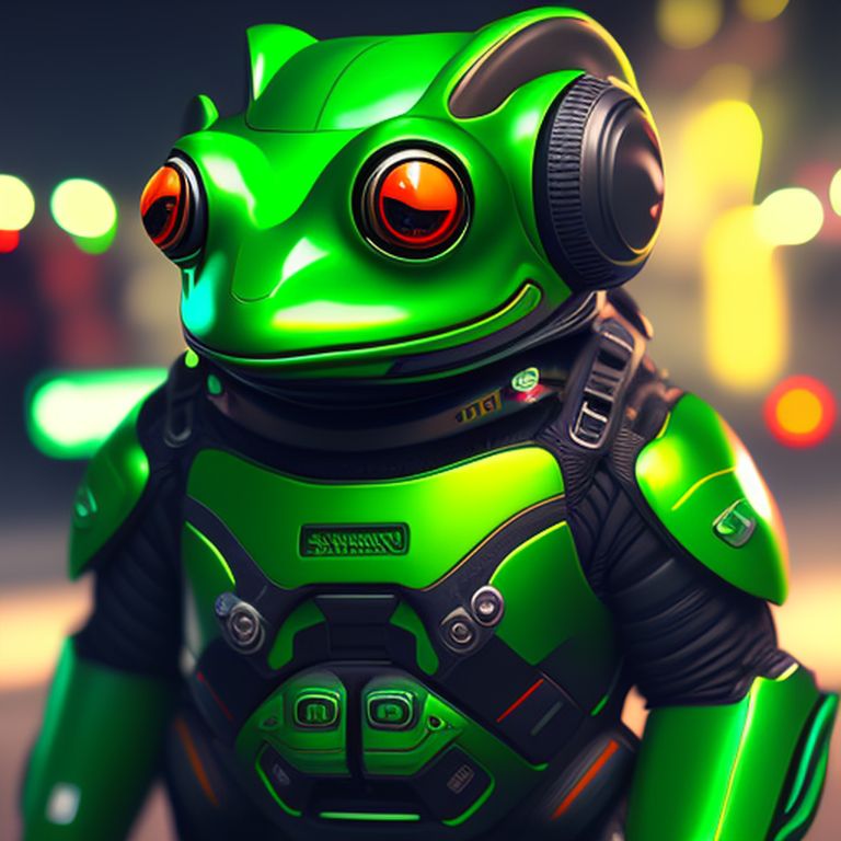 sudden-raven138: green frog with human like shape. war suit and frog ...