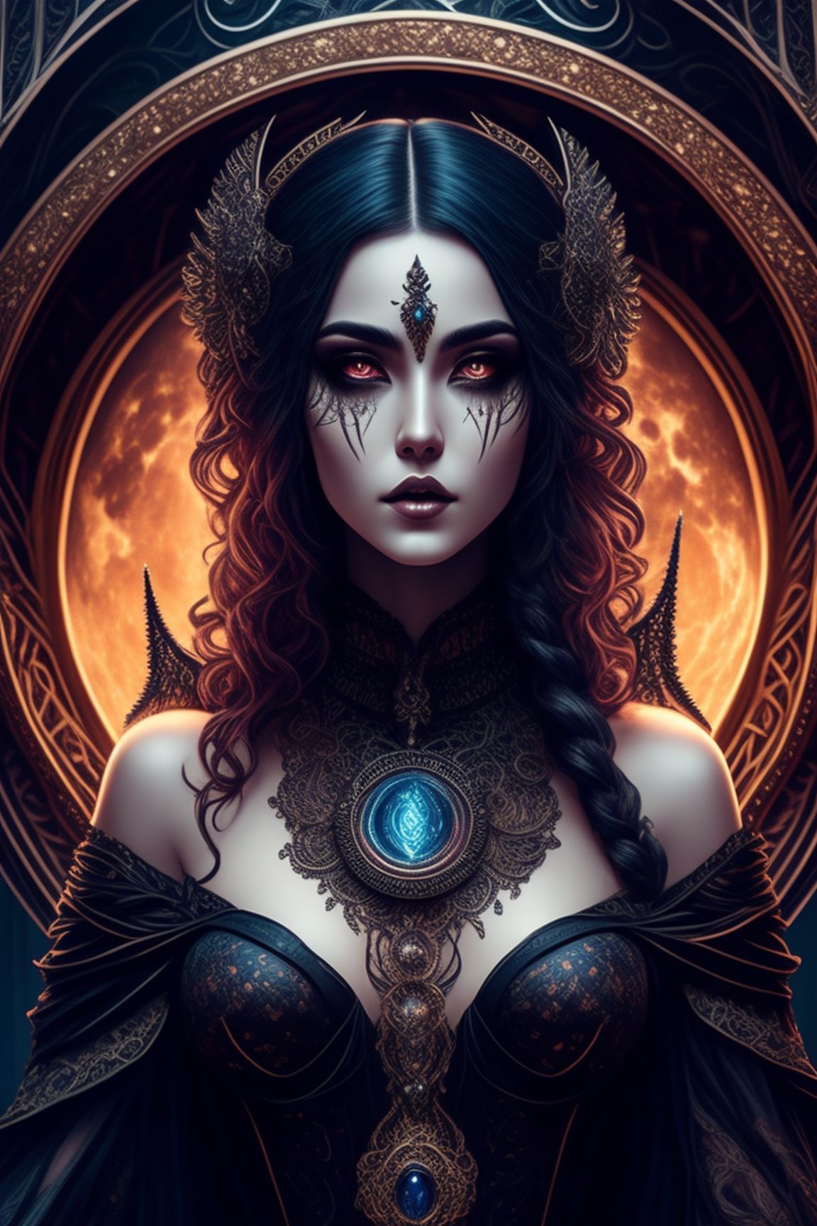 dreary-wren426: ornate, intricate details, beautiful moon goddess ...