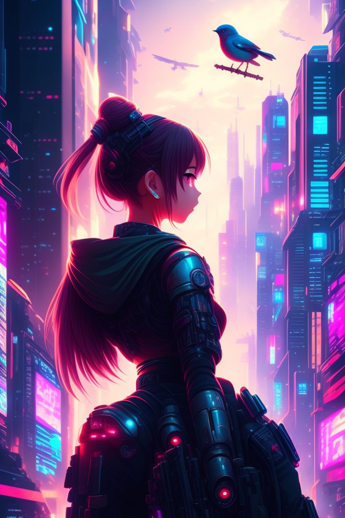 Anime, mystic, girl, cyberpunk, psycho, full hd