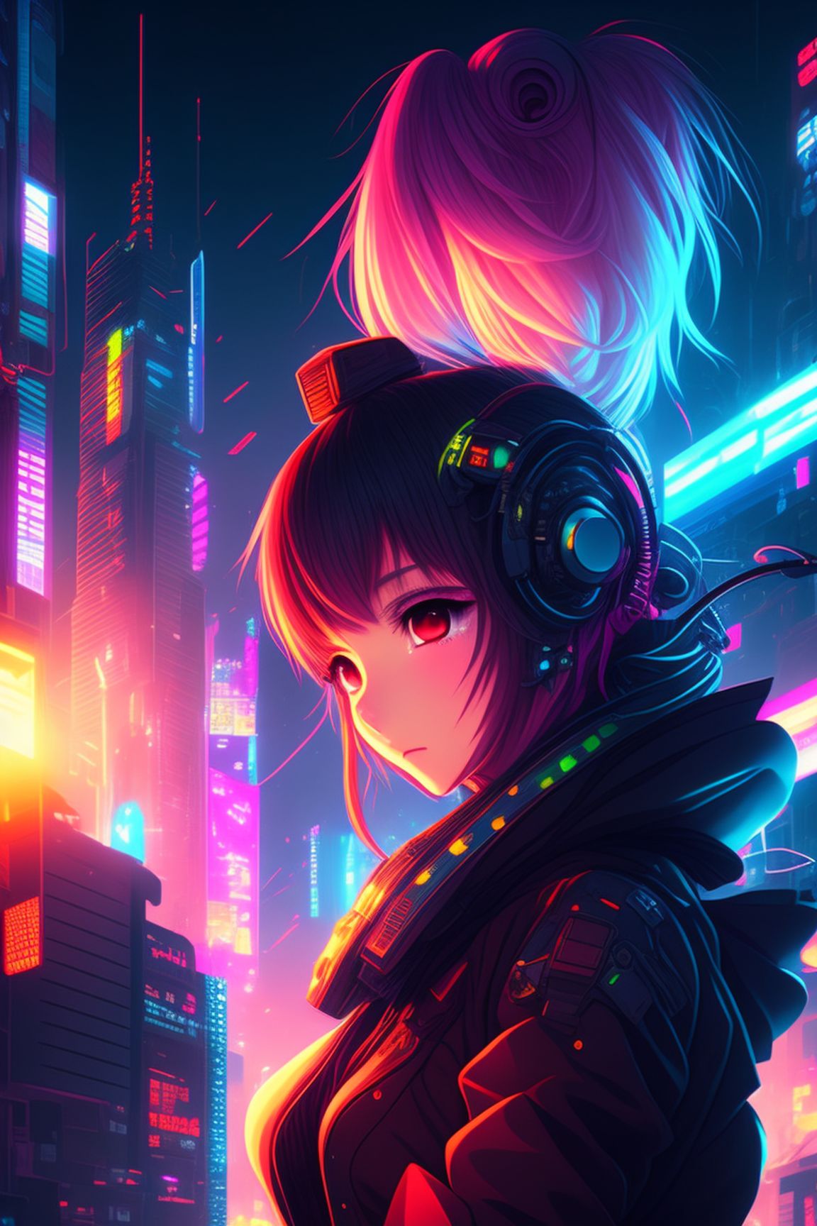 Anime, mystic, girl, cyberpunk, psycho, full hd