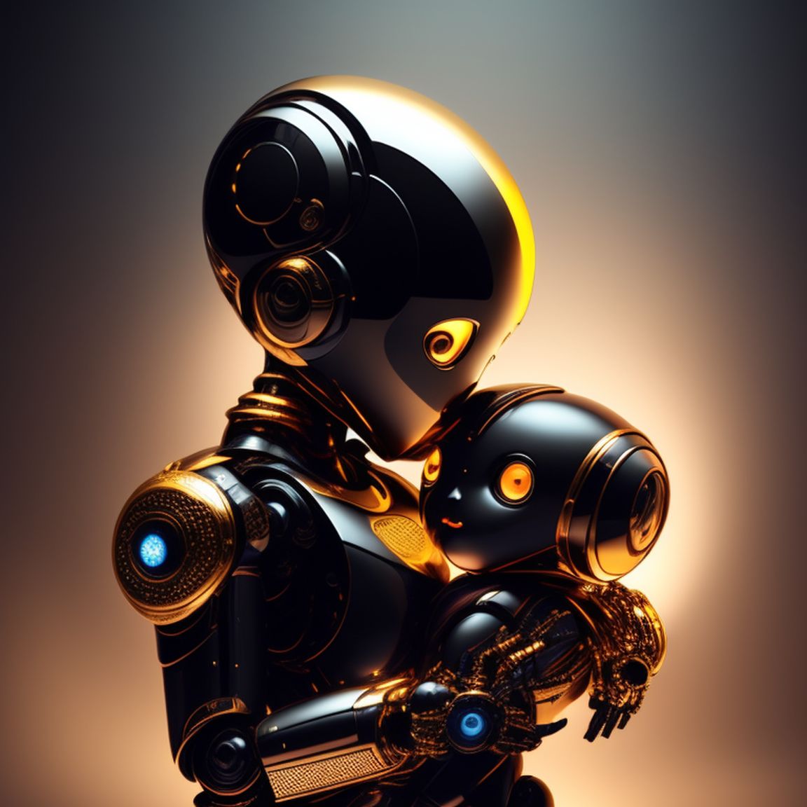 moral-turtle525: newborn black child, in the arms of a perfect robot