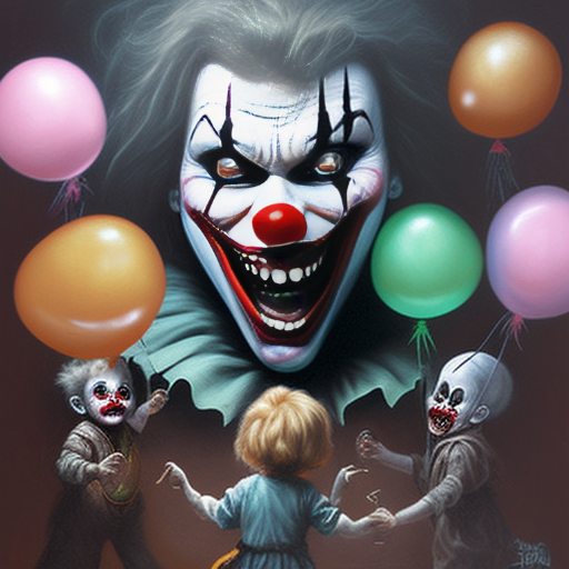 adept-oyster836: scary woman clown trying to hand balloons to several ...