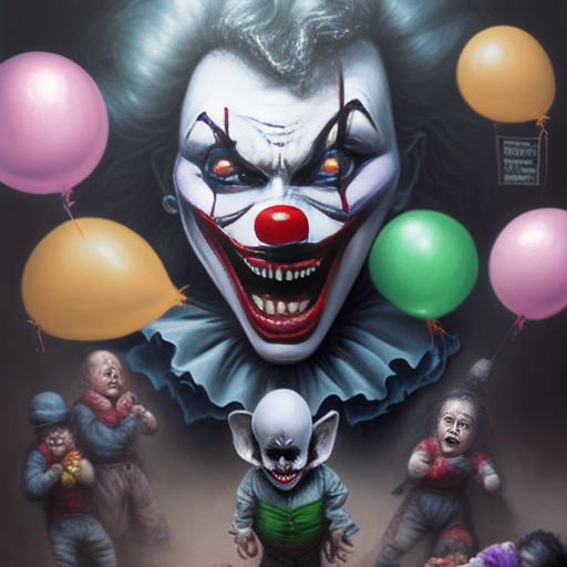 adept-oyster836: scary woman clown trying to hand balloons to several ...