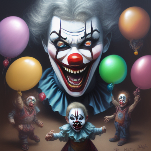 adept-oyster836: scary woman clown trying to hand balloons to several ...