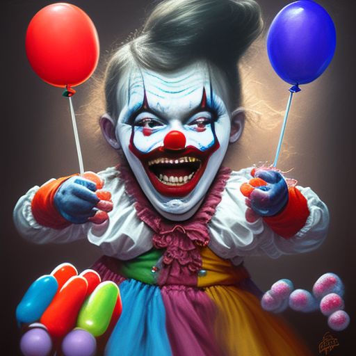 adept-oyster836: scary woman clown trying to hand balloons to several ...