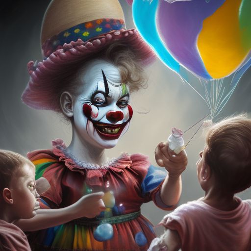 adept-oyster836: scary woman clown trying to hand balloons to several ...