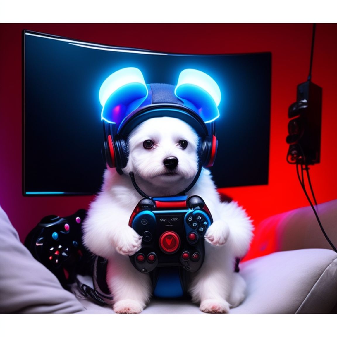 far-scorpion514: A white dog play PC gamer