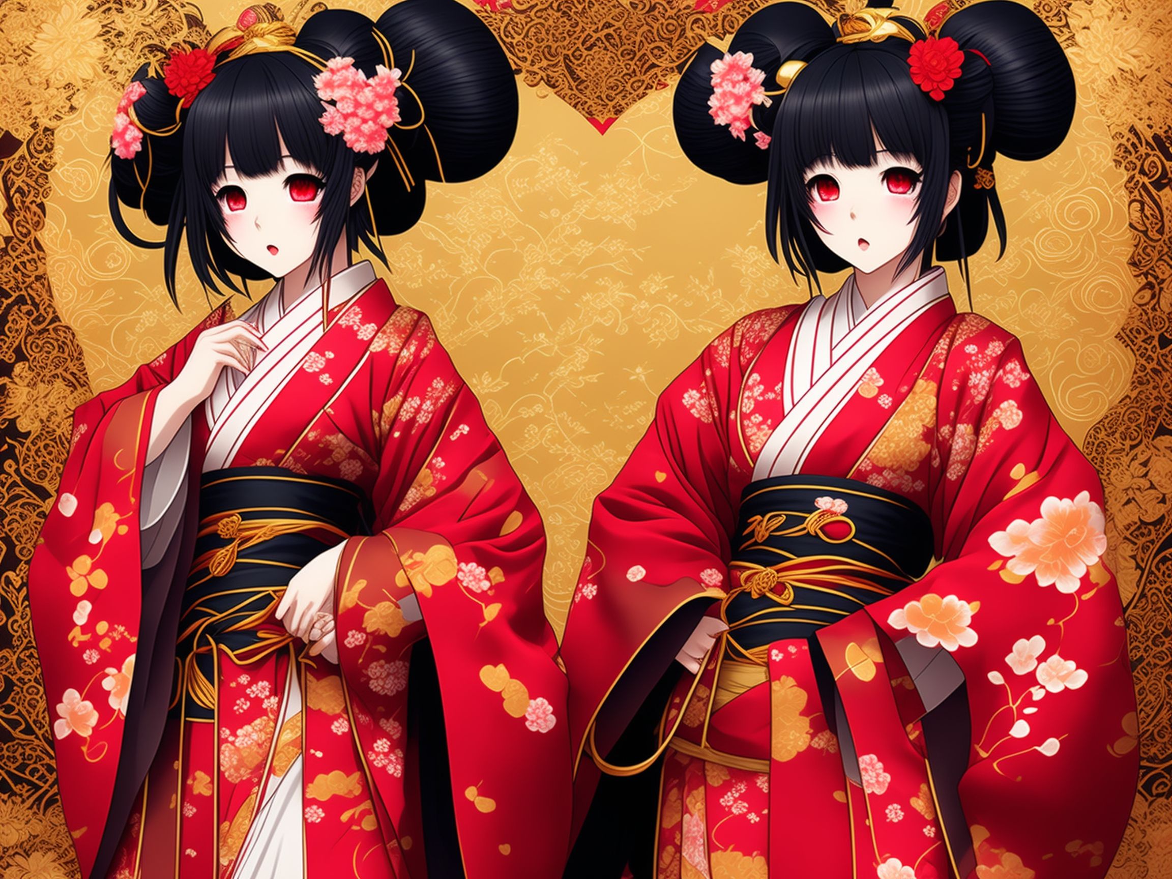 jumpy-heron92: manga anime girl colored wearing a kimono with heart ...
