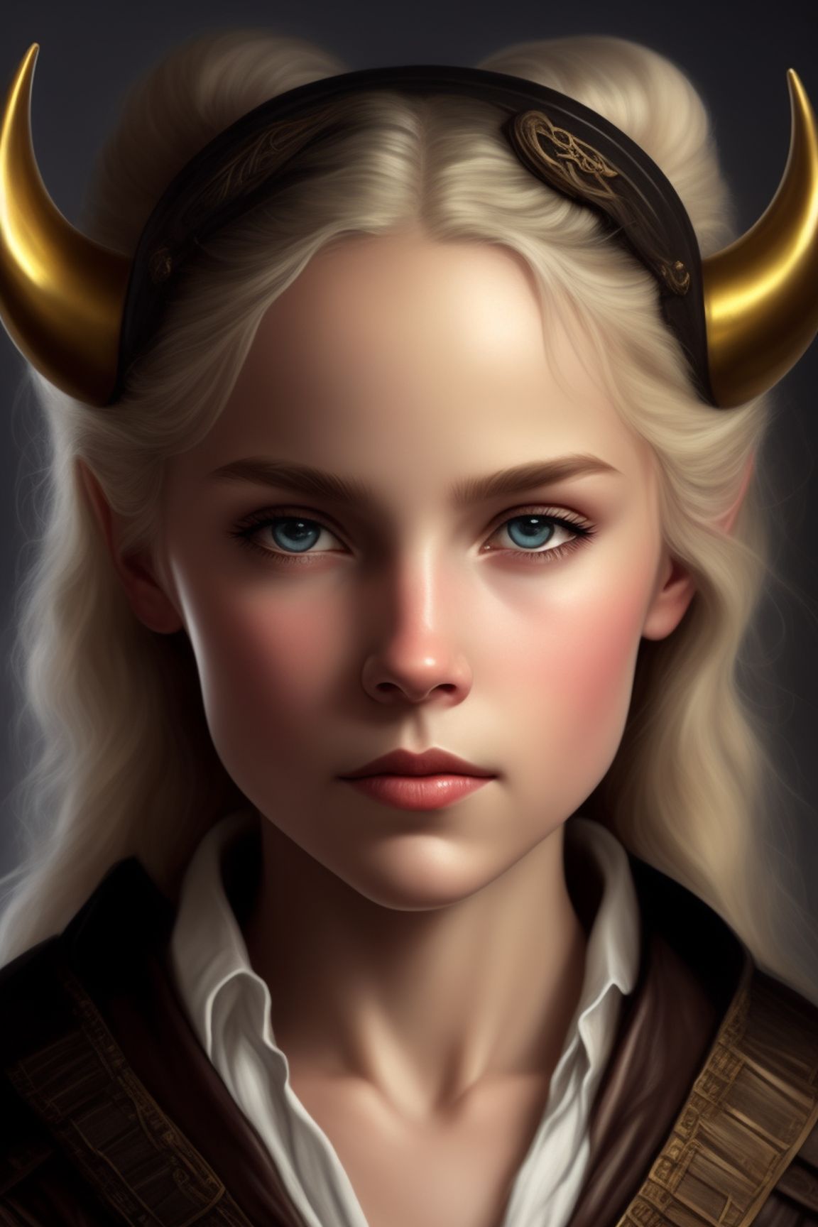 13TonynoT31 Human girl with a large horn out of her head two tusk`s