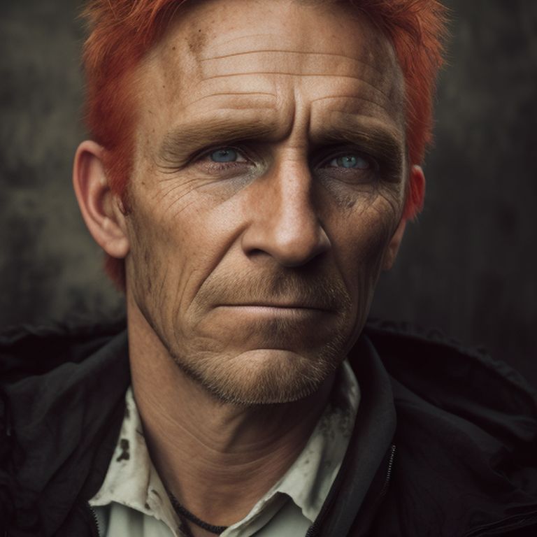 longparrot862 Hyper realistic detail, ugly face ,redhaired, 41 yearsold man, brown eyes