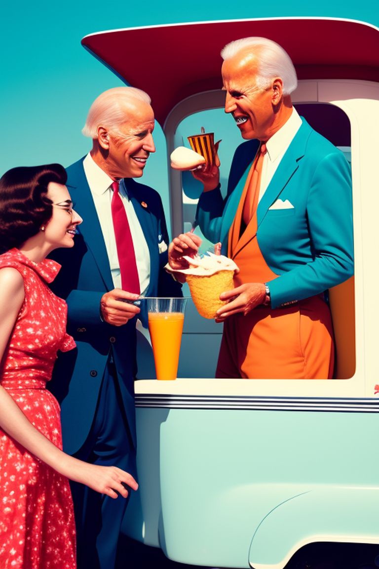 Stormy Finch Joe Biden Serving Ice Cream Out Of A White Ice Cream Truck