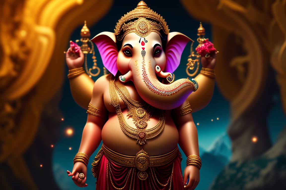 CreativeMind: Male Lord Ganesh, whole body, 3d, rubies, diamonds ...