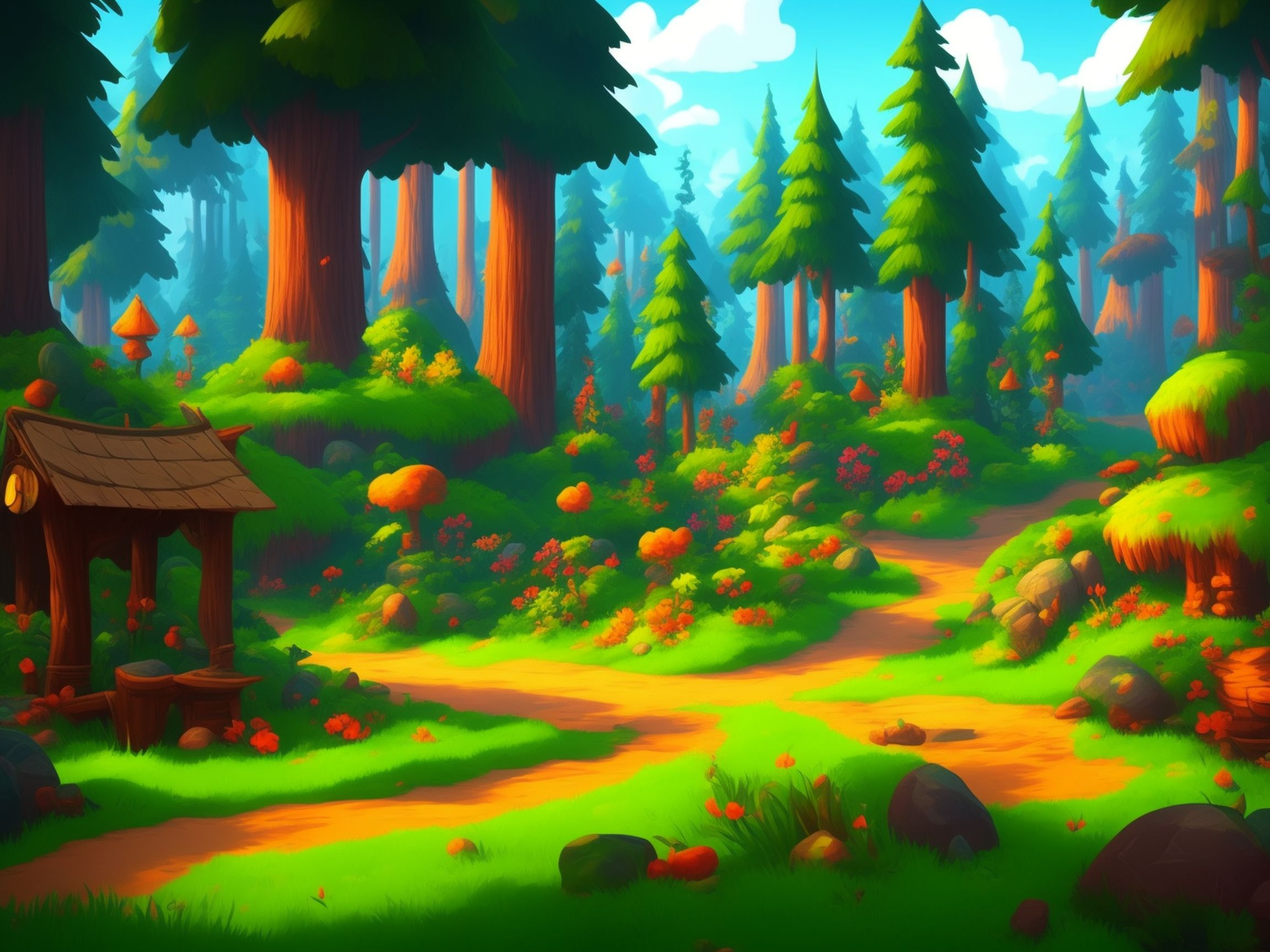 forest 3d cartoon background
