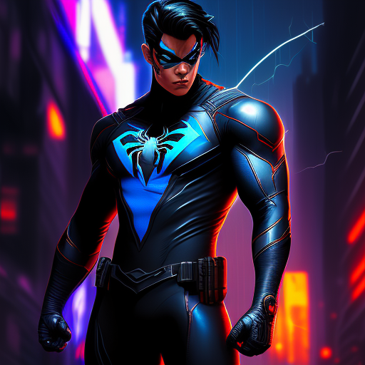 SilentKnight: Cyberpunk Nightwing with spiderman suit