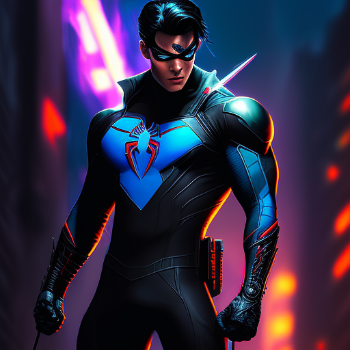 SilentKnight: Cyberpunk Nightwing with spiderman suit