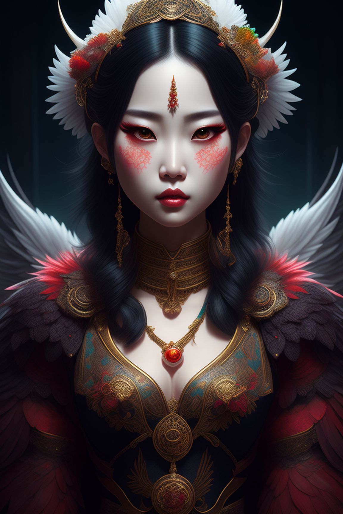 Ermmonz: Beautiful Tengu Girl, Beautiful Face, Insanely Detailed, Hyper 