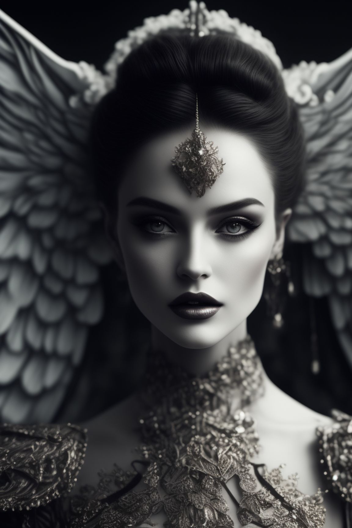 ErmMonz: beautiful woman as dark angel, intricate details, beautiful ...