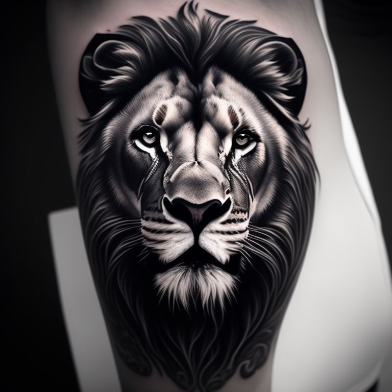 Lion Black And White Tattoo