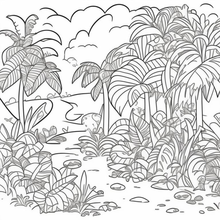rainforest background coloring pages
