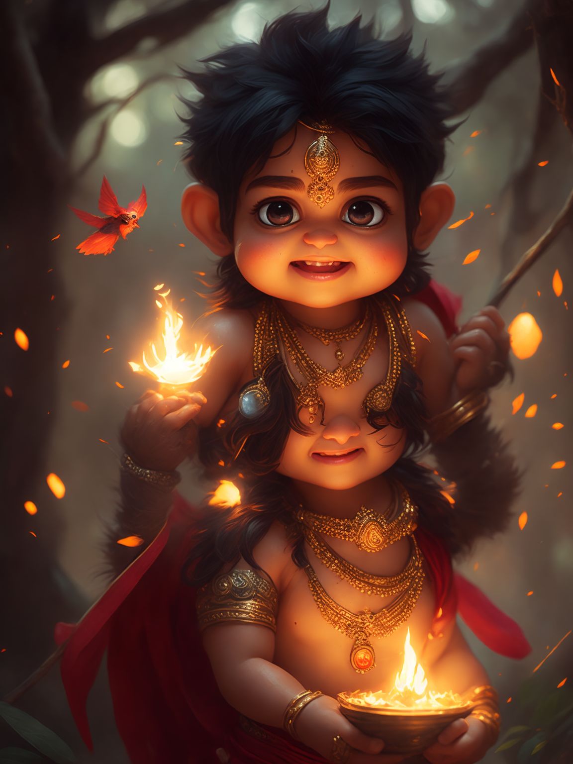 miserly-owl25: Hindu God Hanuman with monkey face, wearing red ...