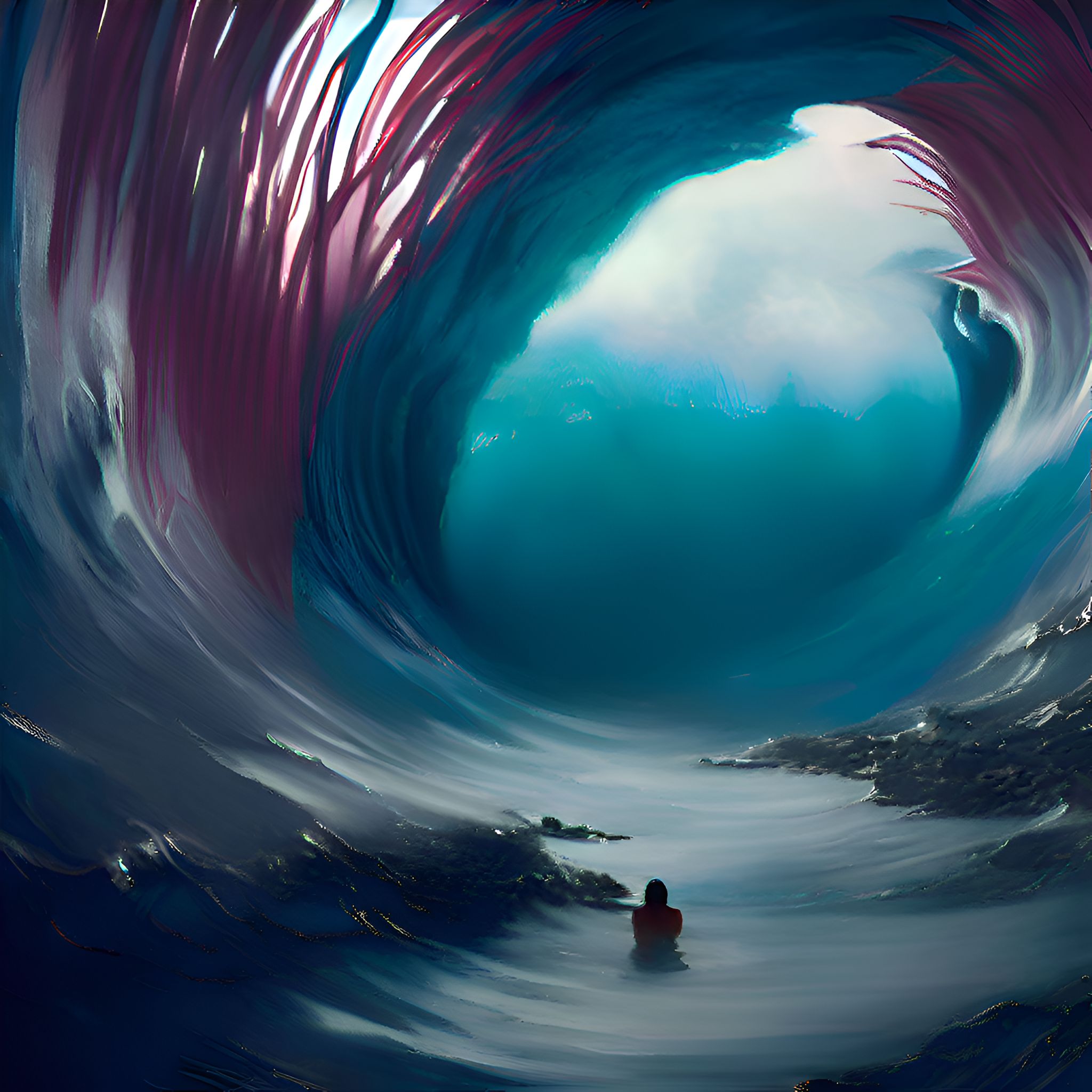 amazing-cod738: An image of a surfer standing in front of a gray, icy ...