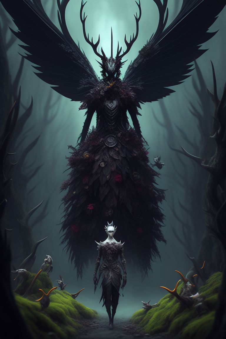 unlinedgull878 Faerie creature with antlers and moss