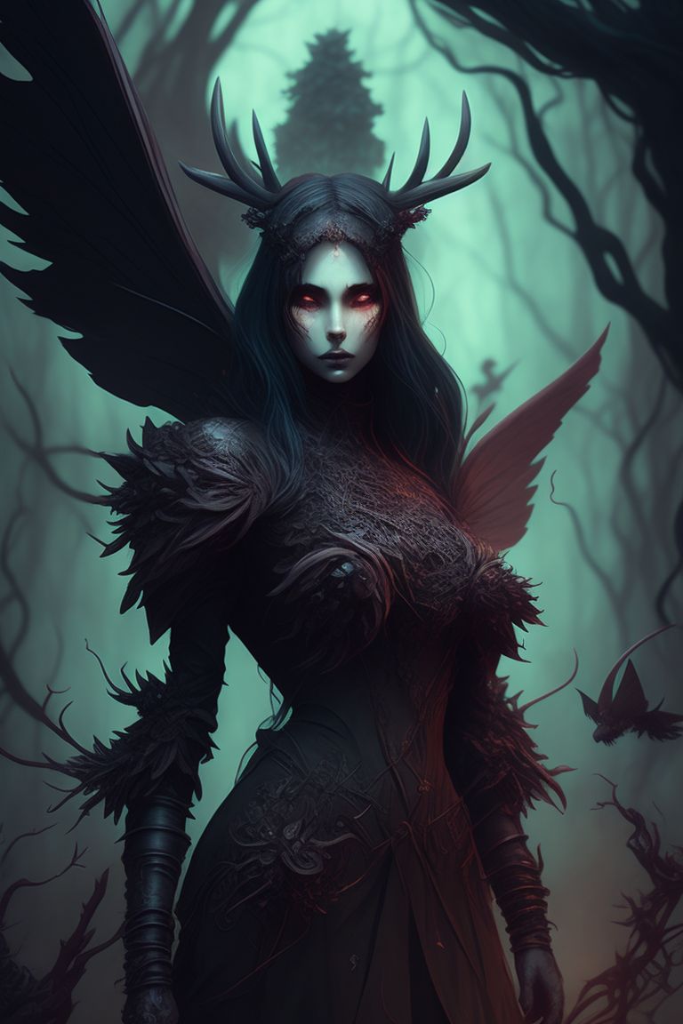 unlined-gull878: Faerie creature humanoid with antlers and moss female ...