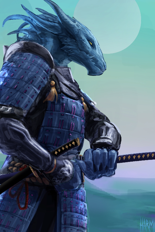 unlined-gull878: Blue dragonborn paladin