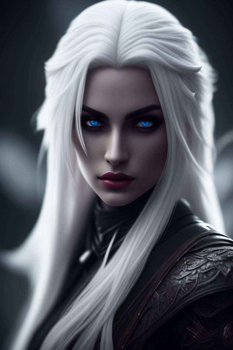 unlined-gull878: Drow assassin white hair