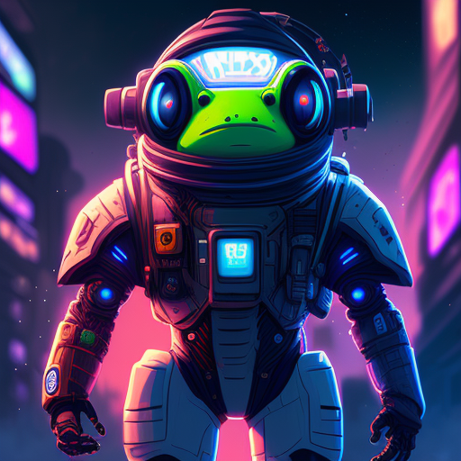 alb-hedgehog767: cyberpunk cowboy robot frog playing games full body ...