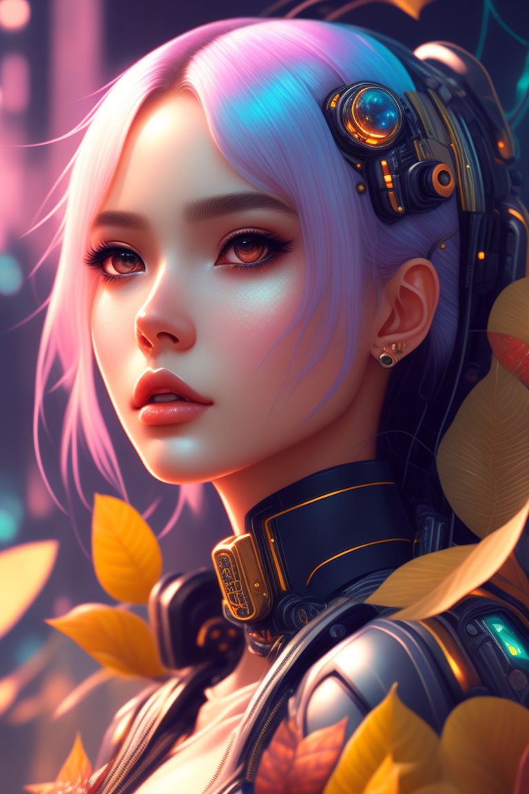 Cute anime girl portrait, digital painting. Close-up illustration