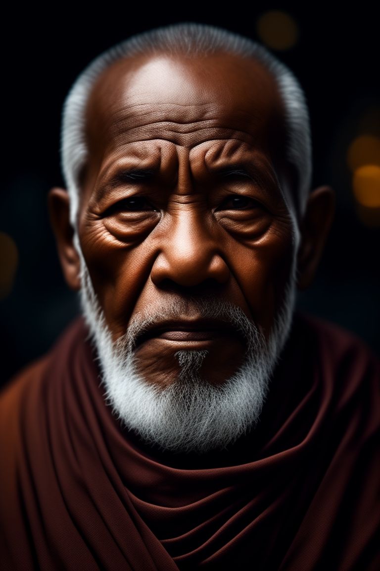 eager-eland68: monk face, old man, dark background, 4k, Masterpiece,  Super-resolution