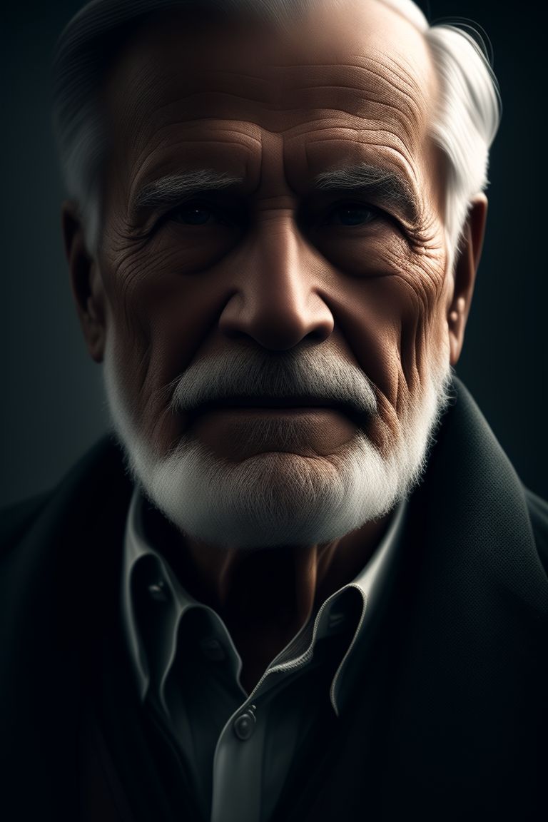 eager-eland68: old man, smart, dark background, 4k, Masterpiece,  Super-resolution