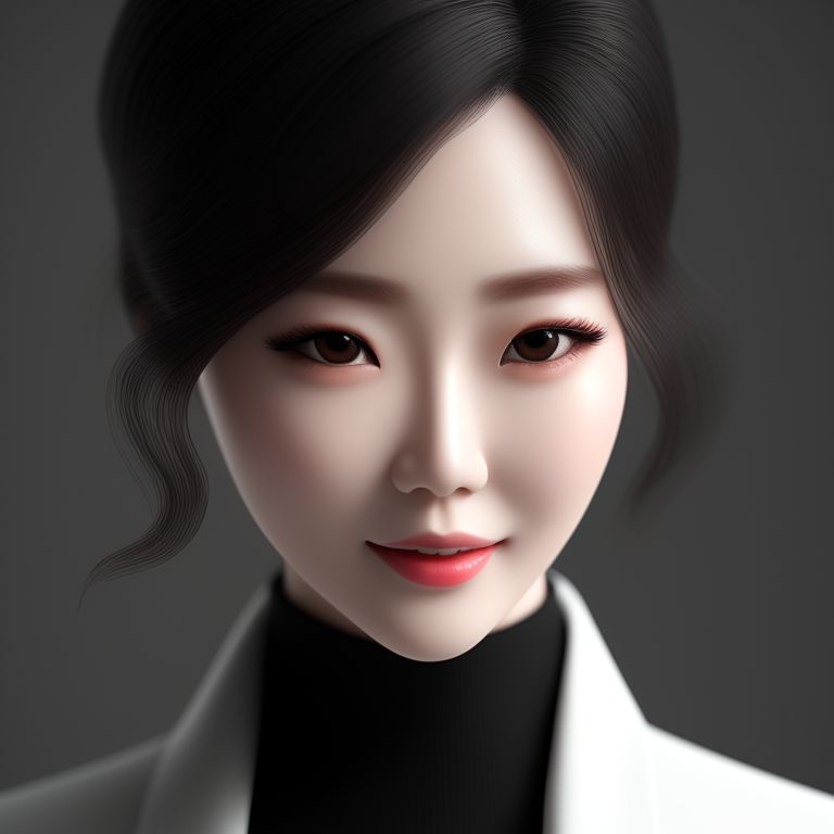big eye, Hyper realistic, Cute, fliry vibe, Hot, good body shape, wearing black suit with white blouse, focus on withsmile, serious, stoic cinematic 4k epic detailed, --ar 1920:1080, Beautiful smile, big-eyed Korean woman, hyper realism, cute, flirty vibe, hot and good body, wearing white blouse and black suit, focused on smile, serious, ascetic film 4k epic details, Smooth, Intricate, Highly detailed, Minimalistic, Trending on Artstation, digital art by aiden chi, Sharp focus.