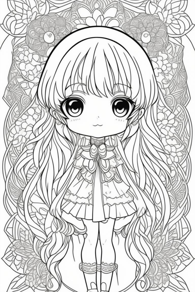 Kawaii Girls Coloring Book: Cute Anime Coloring Book for Adult and Kids.