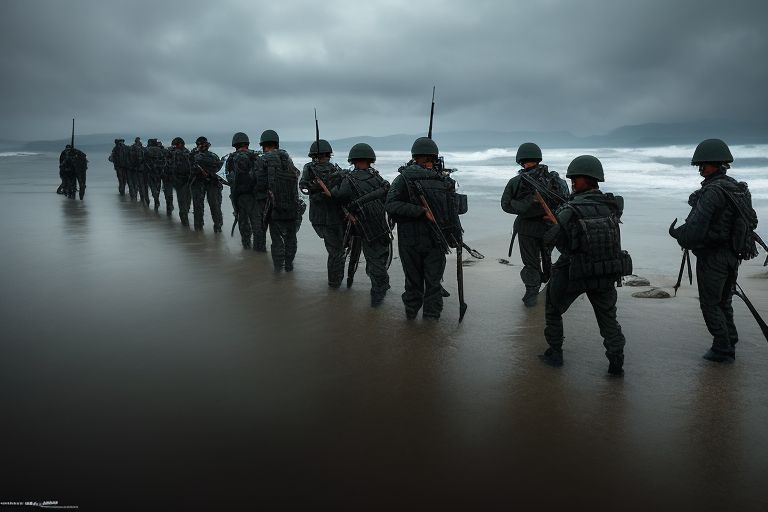 AinA Indonesian marine soldiers training on the beach, high quality